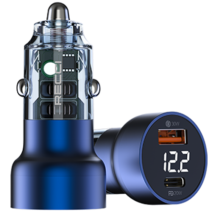 Recci Transparent Car Charger With Digital Display 50W - iCase Stores