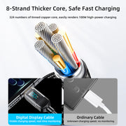 100W Digital Display Fast Charging Data Cable 1.2m Type-C to Type-C Cable - iCase Stores