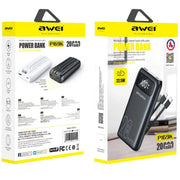 Awei Power Bank With Type-C & Lightning Cable Fast Charge 10000mAh / 22.5W