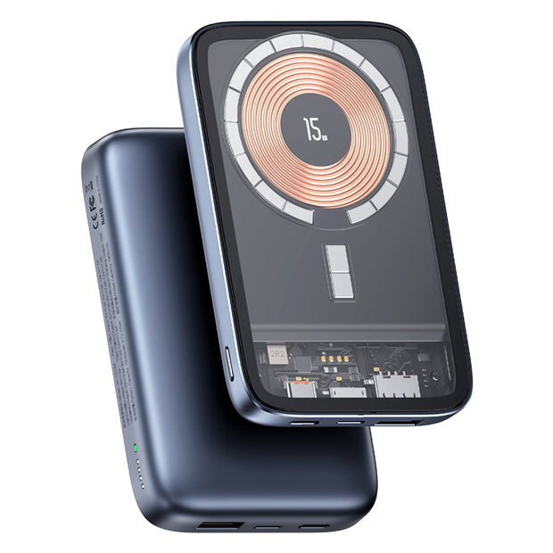 USAMS PD20W+QC3.0 Aluminum Alloy Transparent 15W Magnetic Wireless Power Bank 10000mAh