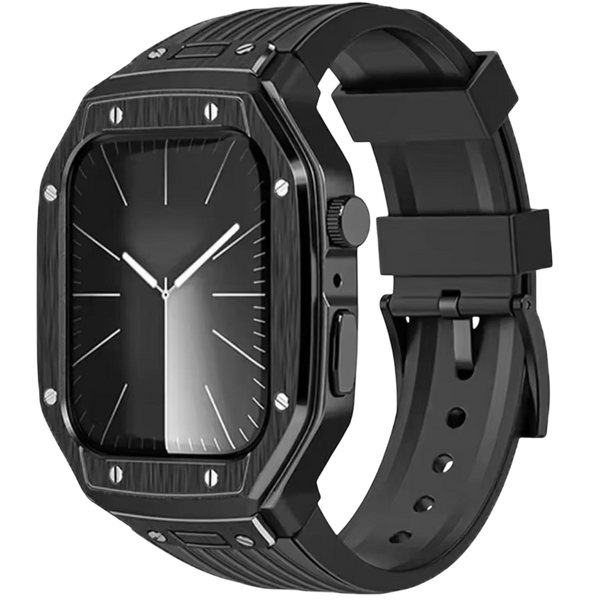 Luxury Stainless Steel Protective Case with Silicone Band for Apple Watch