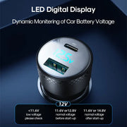 Joyroom Dual-Port (A+C) Digital Display Car Charger 53W