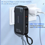 Awei 5 in 1 Portable Power Bank With Plug for iOS & Android PD22.5W /10000mAh