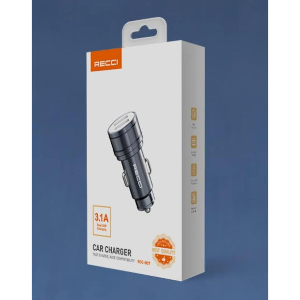Recci 2 Port Aluminum Alloy Car Charger 3.1A