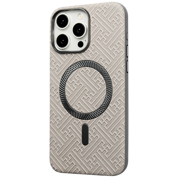 Luxury MagSafe Geometric Leather Case
