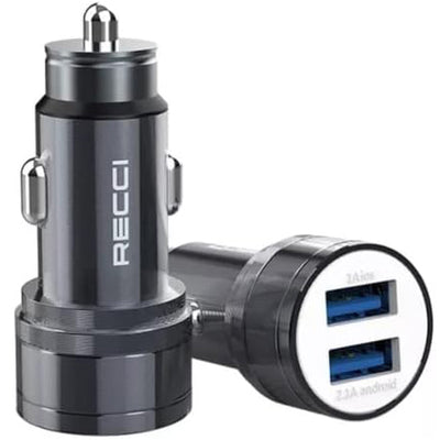 Recci 2 Port Aluminum Alloy Car Charger 3.1A