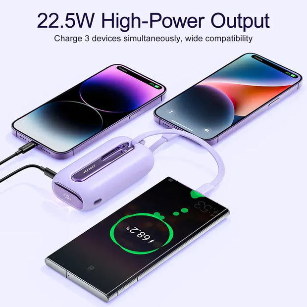 Joyroom Power Bank with 2 Built-in Lightning & Type-C Cables 22.5W 10000mAh