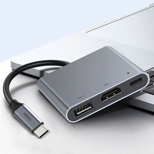 Recci 3 In 1 Hub (Type C / HDMI / USB) 3.0 USB Hub