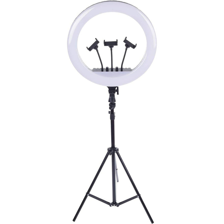 Live Stream Led Soft Ring Light 45 cm 360 Degree Rotating 2700K-6500K With 3 Mobile Holder, Remote Control And 2.1 Meter Stand - iCase Stores