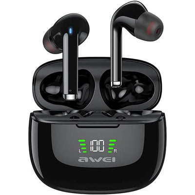 Awei ANC Fone Bluetooth Earphones Wireless Headphones LED Display TWS Headset Gamer Noise Reduction Earbuds with Dual Mic