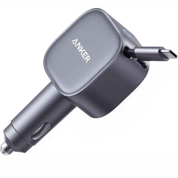 Anker Nano 75W Car Charger with Built-In Retractable USB-C Cable