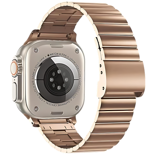 Stainless Steel Metal Link Bracelet with Butterfly Clasp Band for Apple Watch