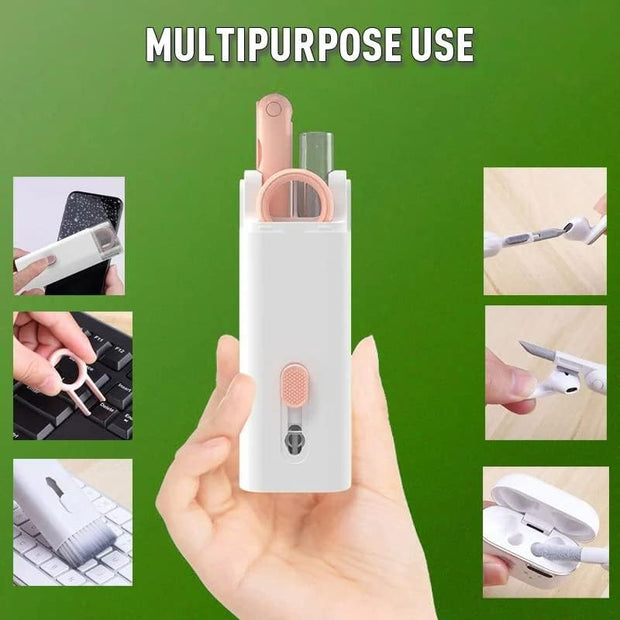 7-in-1 Electronics Cleaner Kit, Keyboard Cleaning Brush Computer Earphone Cleaning Tools, Electronic Cleaner Box for PC Monitor/TV/Phone/Computer (with Cleaning Fluid)