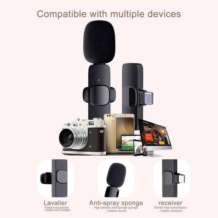 Wireless Lavalier Microphone Portable Audio Video Recording Mini Microphone for Live Broadcast Gaming Phone Microphone - iCase Stores