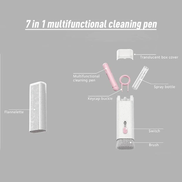 7-in-1 Electronics Cleaner Kit, Keyboard Cleaning Brush Computer Earphone Cleaning Tools, Electronic Cleaner Box for PC Monitor/TV/Phone/Computer (with Cleaning Fluid)