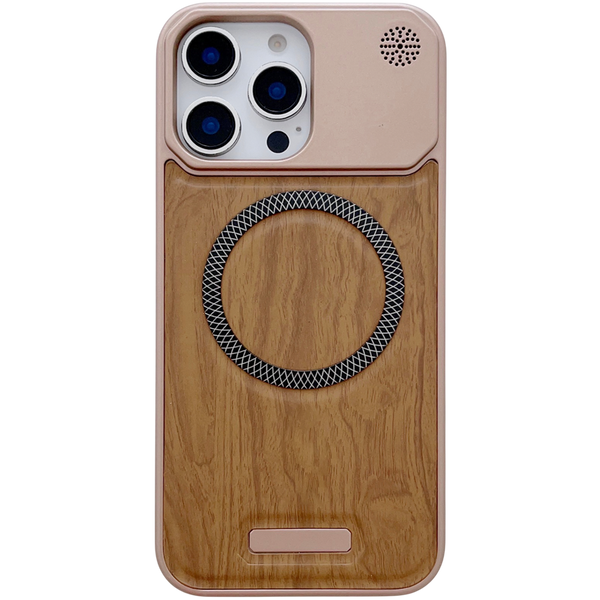 Wood Grain MagSafe with PC Frame Case