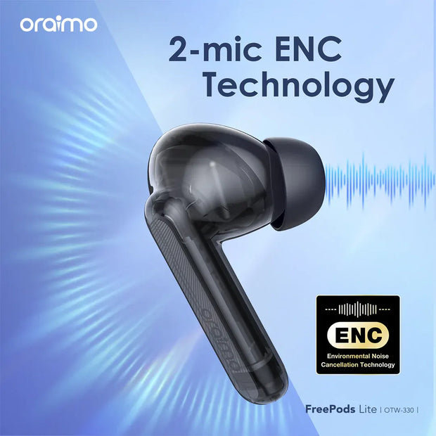 Oraimo FreePods Lite Havy Bass TWS Earphone with APP Control,IPX4 Bluetooth 5.3, 40h Play Time, Anifast Fast Charging, Pure Bass Performanc