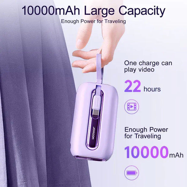 Joyroom Power Bank with 2 Built-in Lightning & Type-C Cables 22.5W 10000mAh
