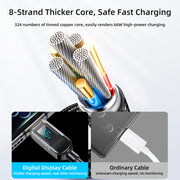 66W Digital Display Fast Charging Data Type-C Cable 1.2m