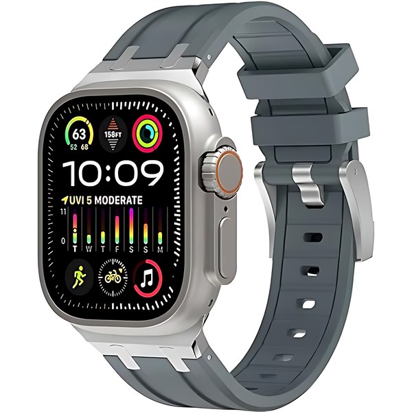 Luxury AP Metal Head Butterfly Buckle Silicone Band for Apple Watch - iCase Stores
