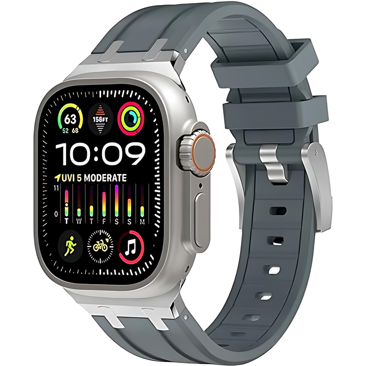 Luxury AP Metal Head Butterfly Buckle Silicone Band for Apple Watch - iCase Stores