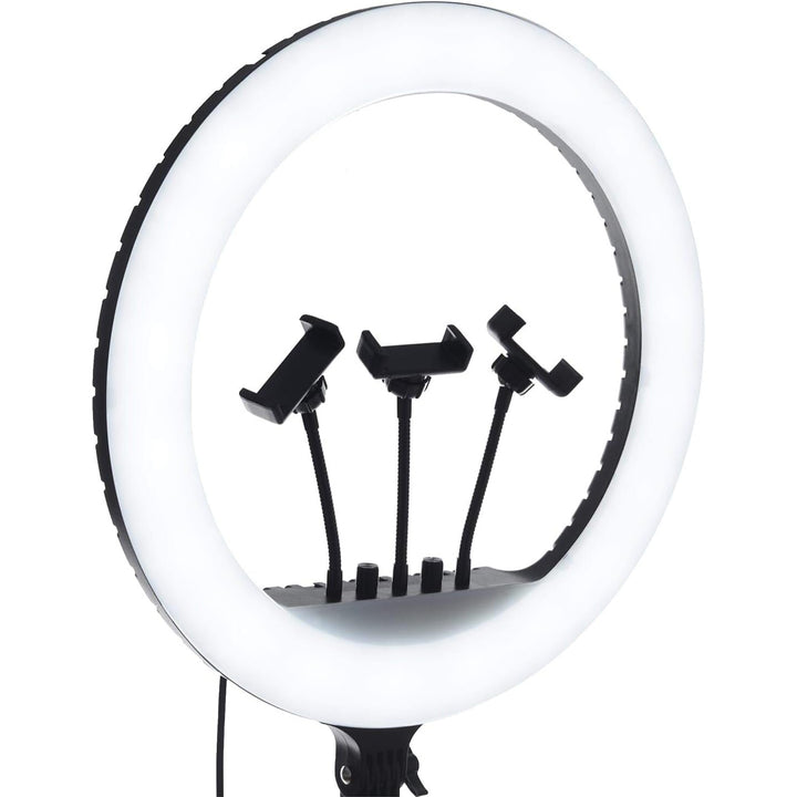 Live Stream Led Soft Ring Light 45 cm 360 Degree Rotating 2700K-6500K With 3 Mobile Holder, Remote Control And 2.1 Meter Stand - iCase Stores