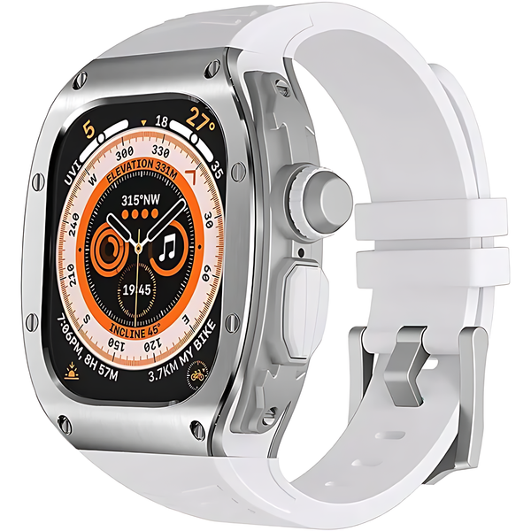 Luxury Designer Metal Case with Rubber Band for Apple Watch Ultra