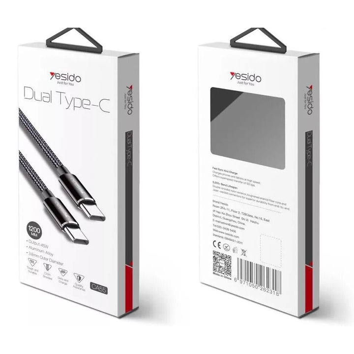Yesido Dual Type-C  Data Cable 45W - iCase Stores