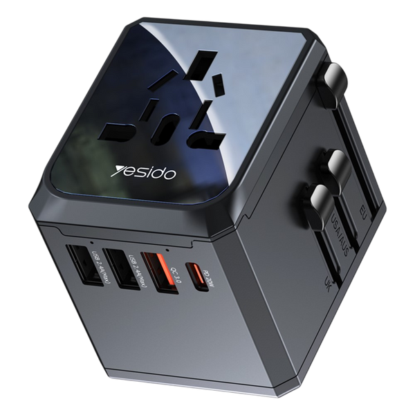 Yesido 20W Universal Adapter with USB Ports & Worldwide Plug Compatibility