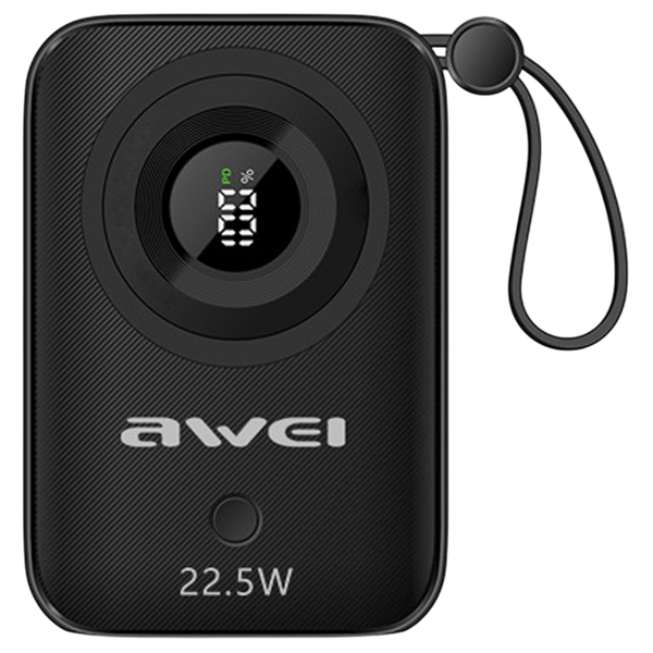Awei 10000mAh 22.5W Fast Charging Power Bank with Dual Built-in Cables
