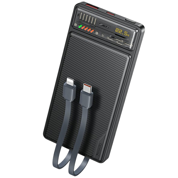 Yesido 10000mAh \ 20W  Power Bank with Dual Built-in Fast Charging Cables & LED Display