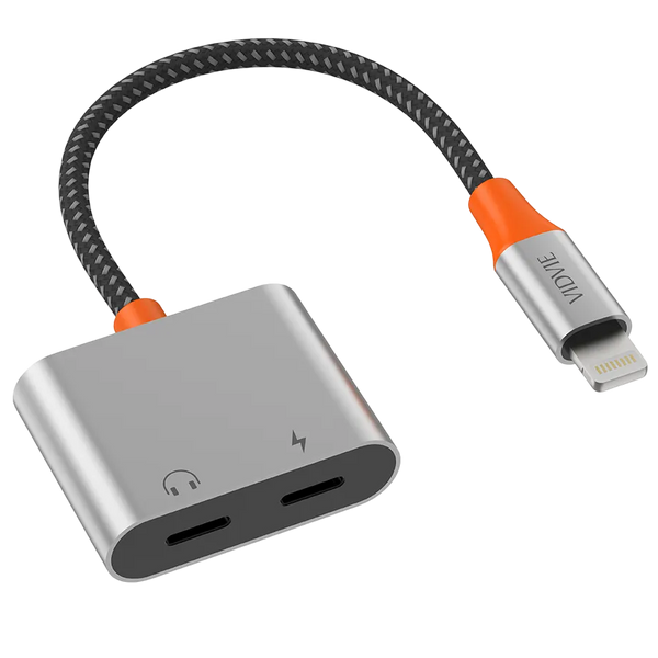 VIDVIE Lightning to Dual Lightning Audio Converter | Music, Call & Charging Support