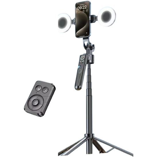 Plokama Selfie Stick Tripod with 360° AI Face Tracking & LED Light