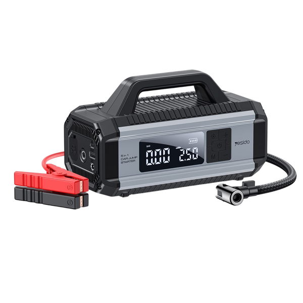 Yesido 5-in-1 Jump Starter 10000mAh with Air Compressor and Emergency Light