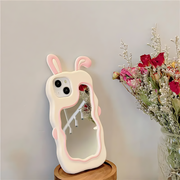 Rabbit Ear Decor Silicone Anti fall Phone Case With Mirror