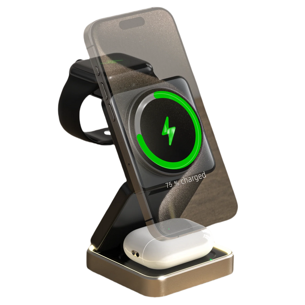 Foldable 25W Magnetic 3-in-1 Wireless Charger
