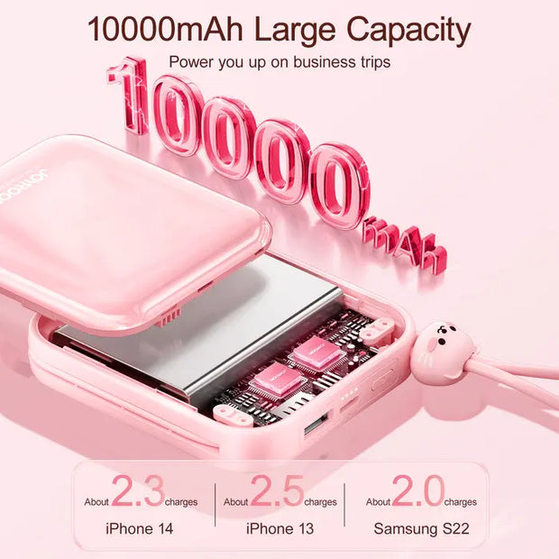 Joyroom Cutie Series Power Bank With Kickstand Built-In Lightning & Type-C Dual Cable 22.5W 10000mAh