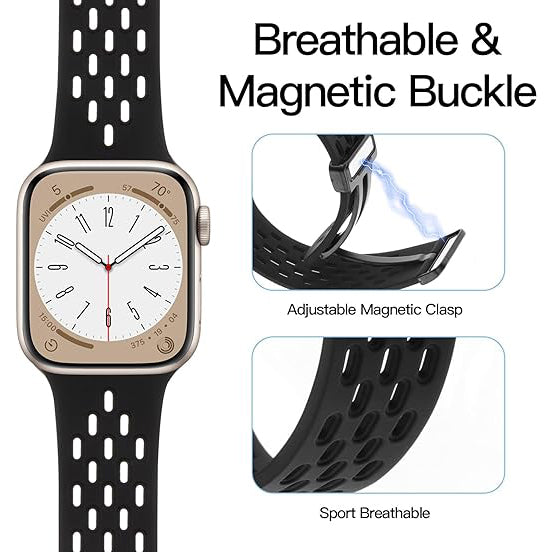 Soft Silicone Magnetic Buckle Breathable Sport For Apple Watch - iCase Stores