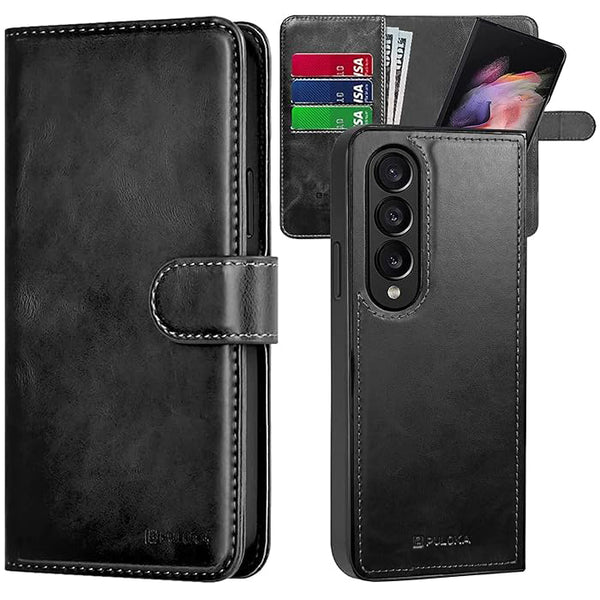Puloka 2 in 1 Detachable Front & Back Protection Smart Wallet Case for Samsung