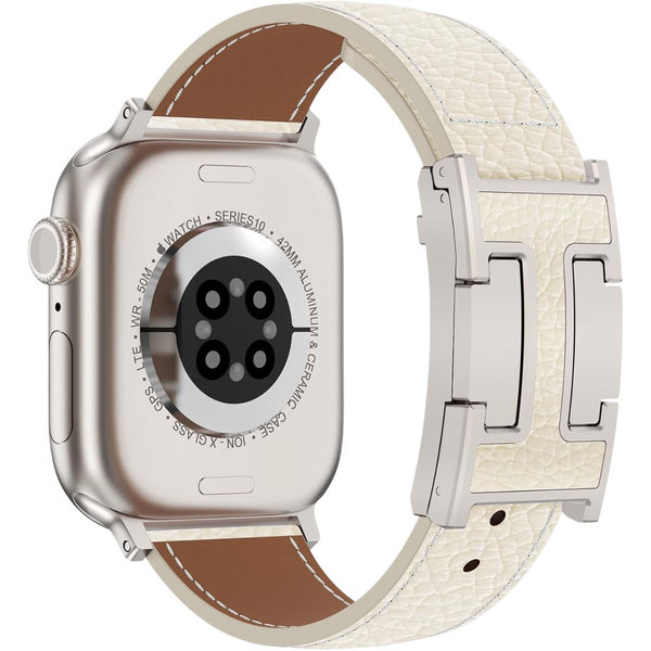 Leather Magnetic Watch Band H-Buckle For Apple Watch