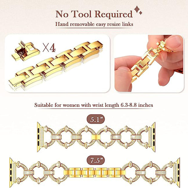 Jewelry Metal with Bling Diamond Rhinestone Strap for Apple Watch