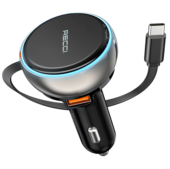Recci 81W Car Charger with Built-in Type-C Cable