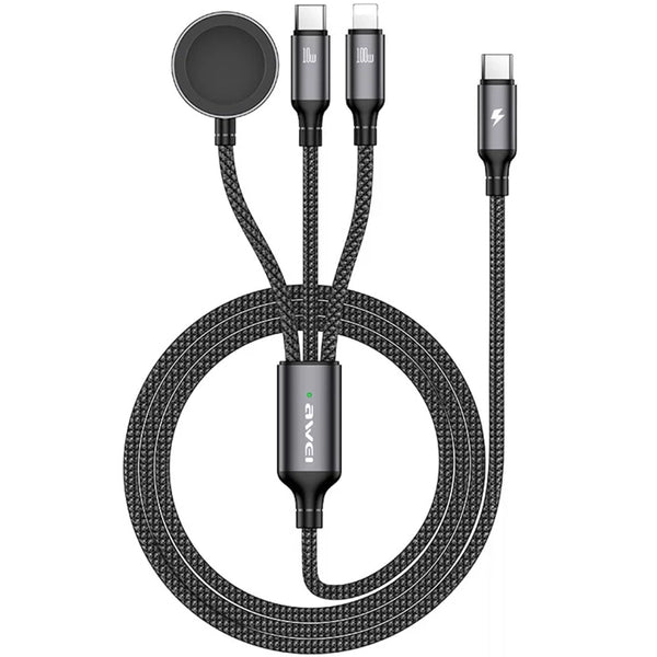 Awei 3-in-1 Type-C + Lightning + Wireless Charging Cable