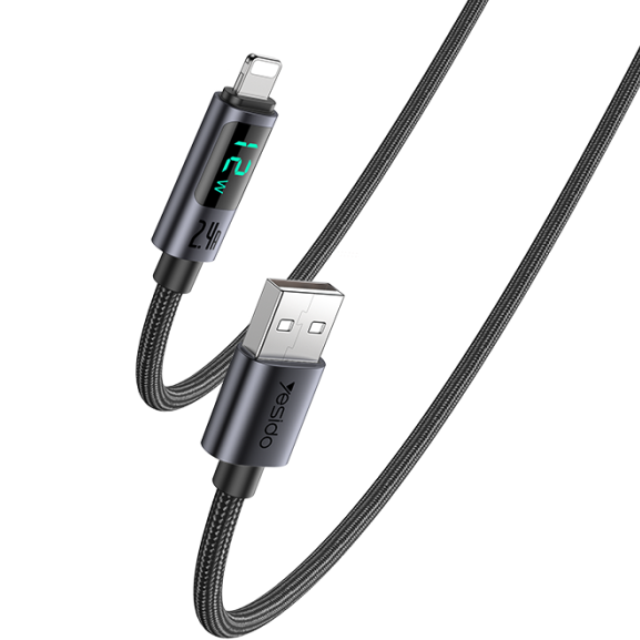 Yesido CA122 66W Fast Charging USB to Lightning Nylon Cable with LED Indicator