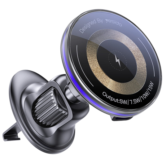 Yesido 15W Magnetic Wireless Charging Car Holder with Flowing Light
