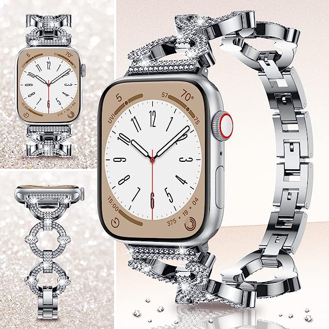 Jewelry Metal with Bling Diamond Rhinestone Strap for Apple Watch - iCase Stores