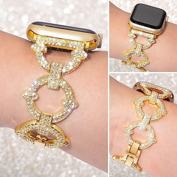 Jewelry Metal with Bling Diamond Rhinestone Strap for Apple Watch
