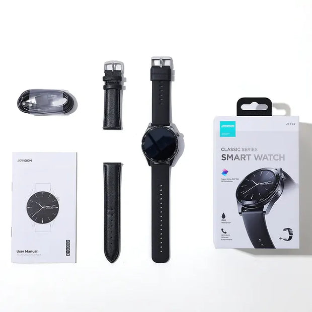 JOYROOM Classic Waterproof IP68 Classic Series Smart Watch (Make/Answer Call) With Leather Straps