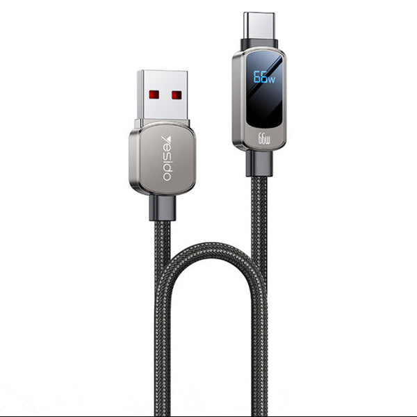 Yesido CA128C 1.2m 66W Fast Charging USB to Type-C Cable with LED Power Display