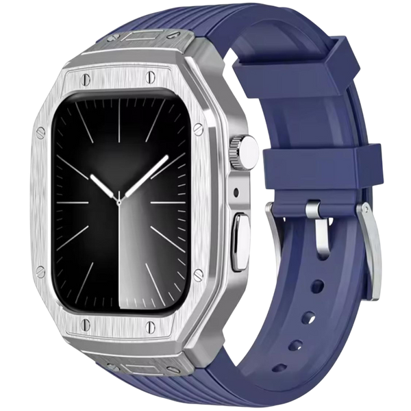 Luxury Stainless Steel Protective Case with Silicone Band for Apple Watch